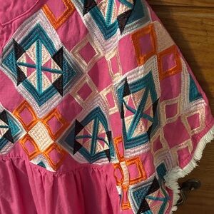 Pink Geometric Embroidered Top